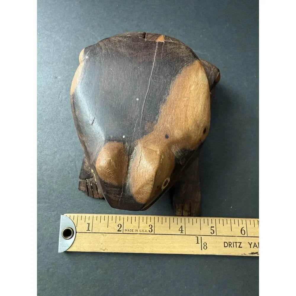 Handcarved Wooden Frog Trinket Box Stash Box Handcrafted Boho Artisan Whimsy MCM